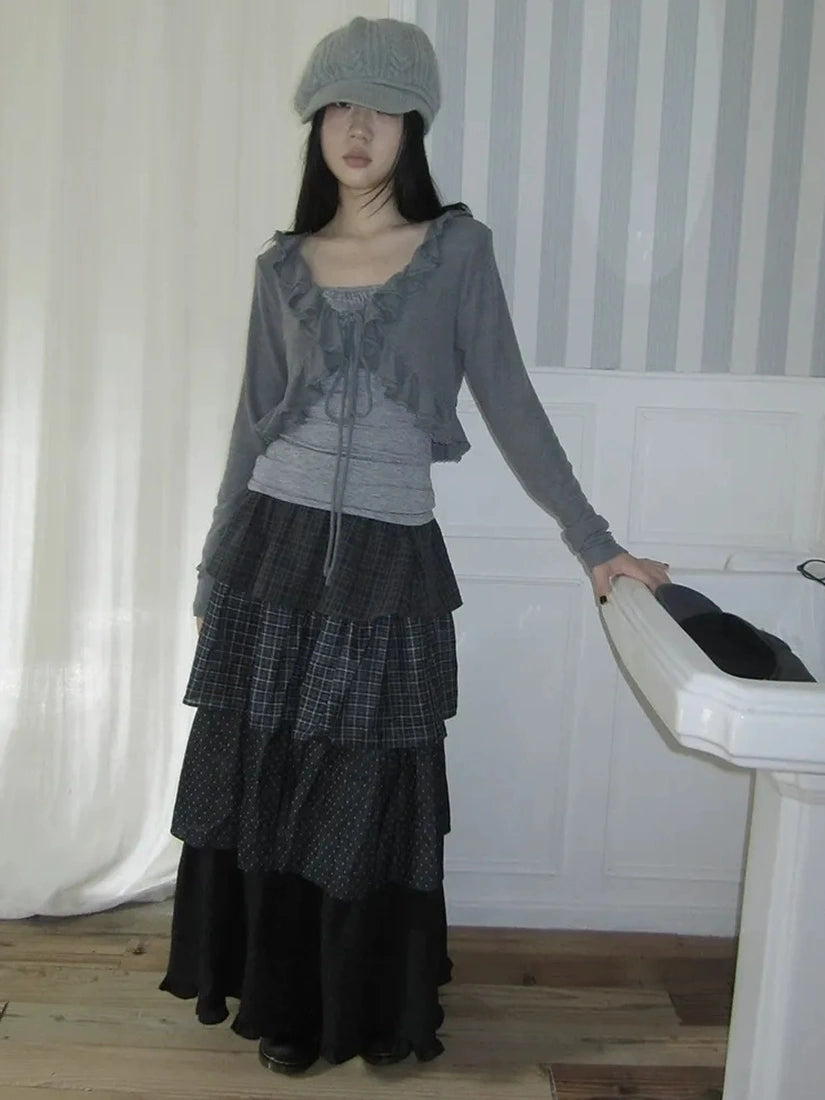 ang project Vintage Lace Trimmed Layered Two Piece Set Suits