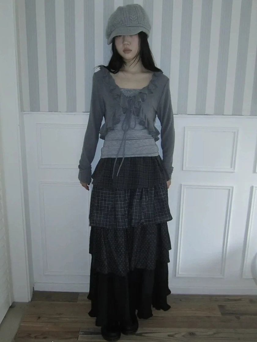 ang project Vintage Lace Trimmed Layered Two Piece Set Suits