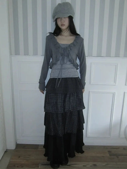 ang project Vintage Lace Trimmed Layered Two Piece Set Suits