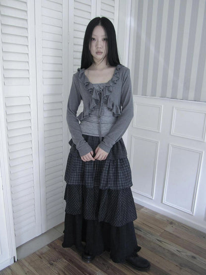 ang project Vintage Lace Trimmed Layered Two Piece Set Suits