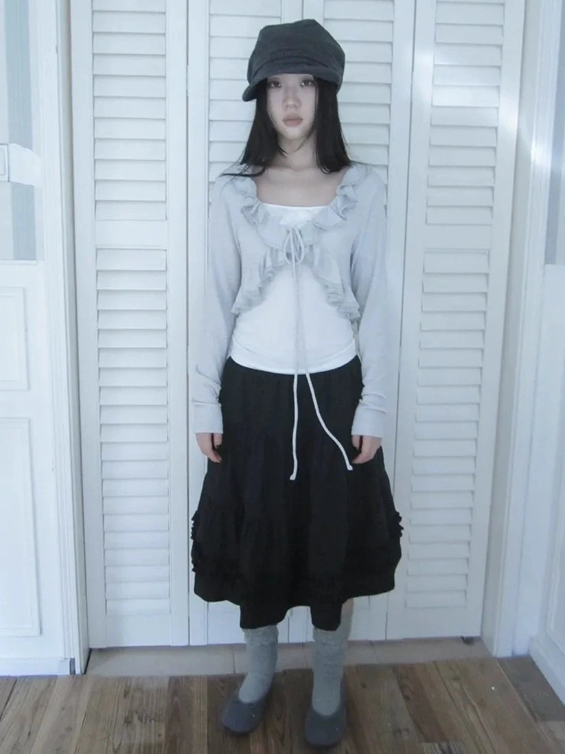 ang project Vintage Lace Trimmed Layered Two Piece Set Suits