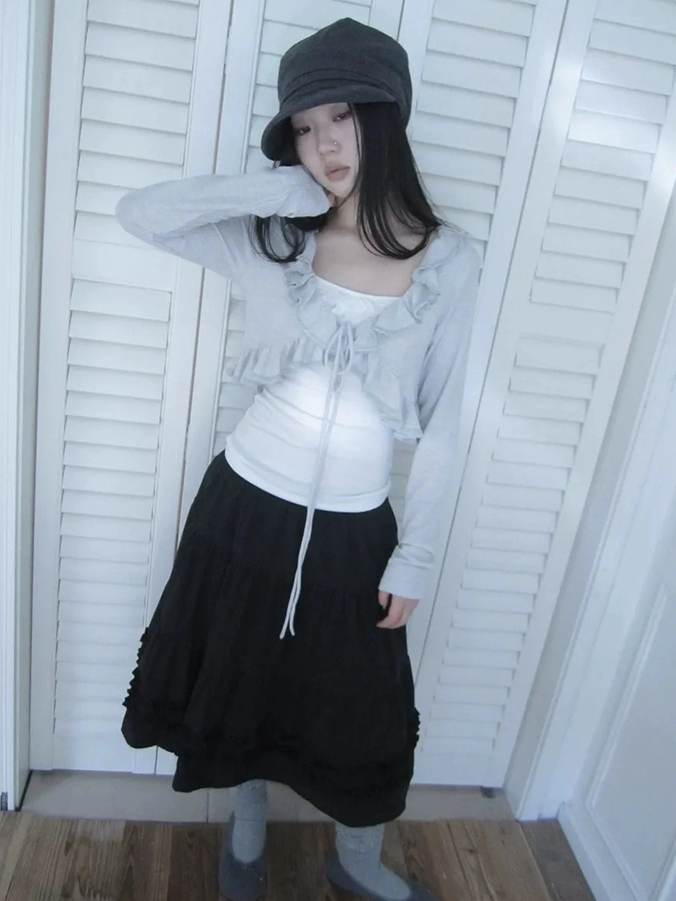 ang project Vintage Lace Trimmed Layered Two Piece Set Suits