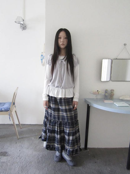 ang project Vintage Lace Up Layered Two Piece Set