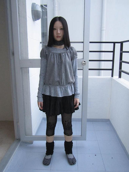 ang project Vintage Lace Up Layered Two Piece Set