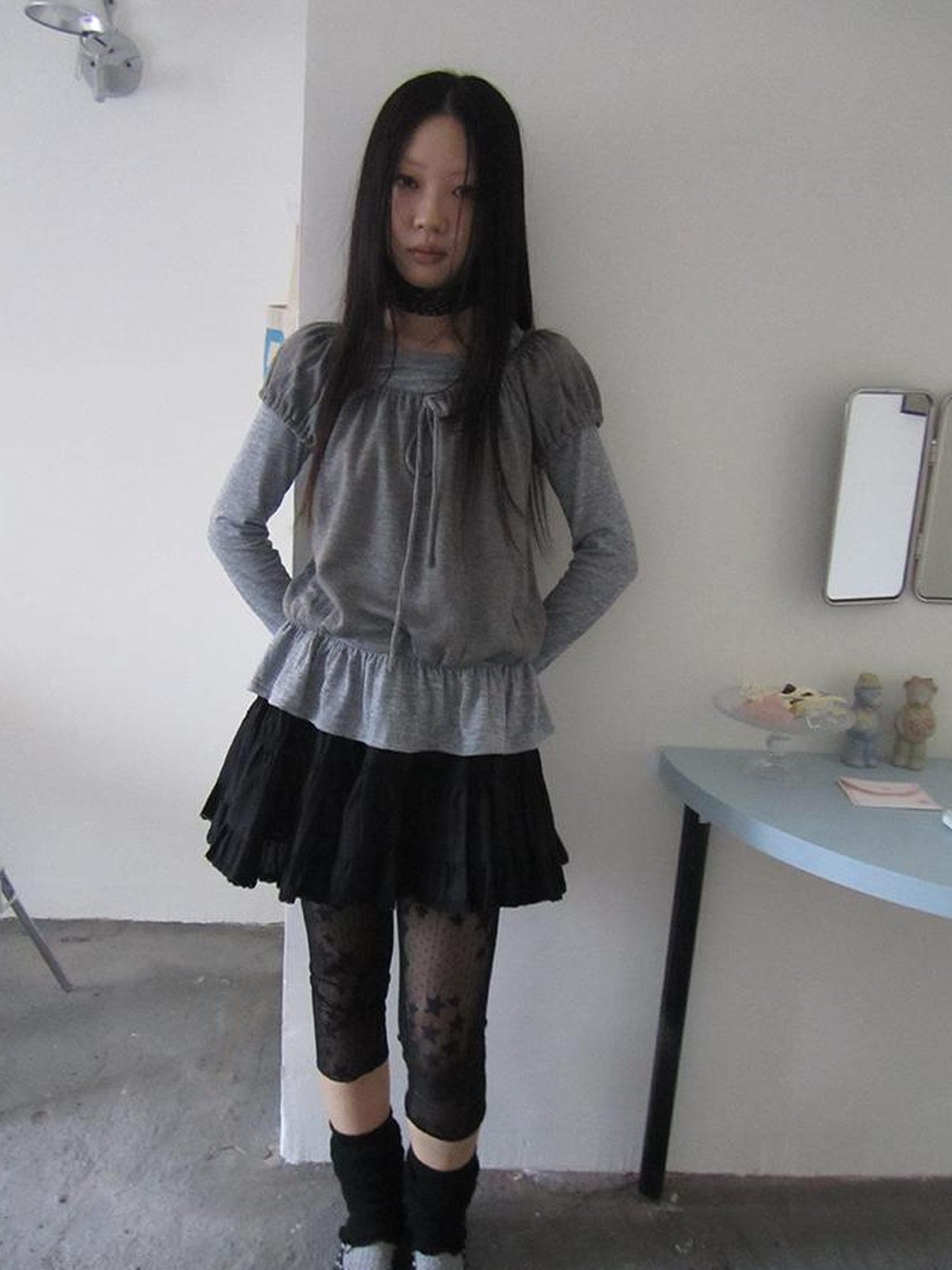 ang project Vintage Lace Up Layered Two Piece Set