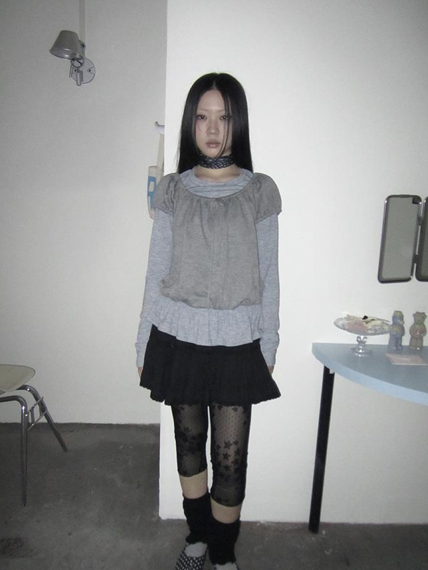 ang project Vintage Lace Up Layered Two Piece Set