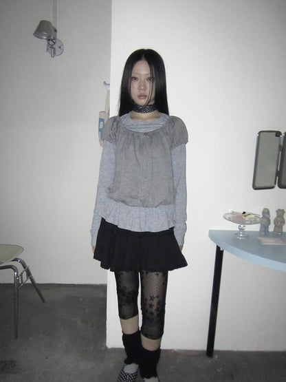 ang project Vintage Lace Up Layered Two Piece Set