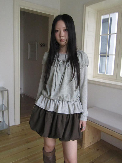 ang project Vintage Lace Up Layered Two Piece Set