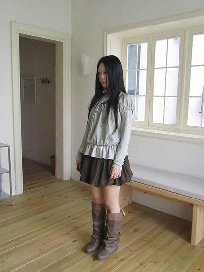 ang project Vintage Lace Up Layered Two Piece Set