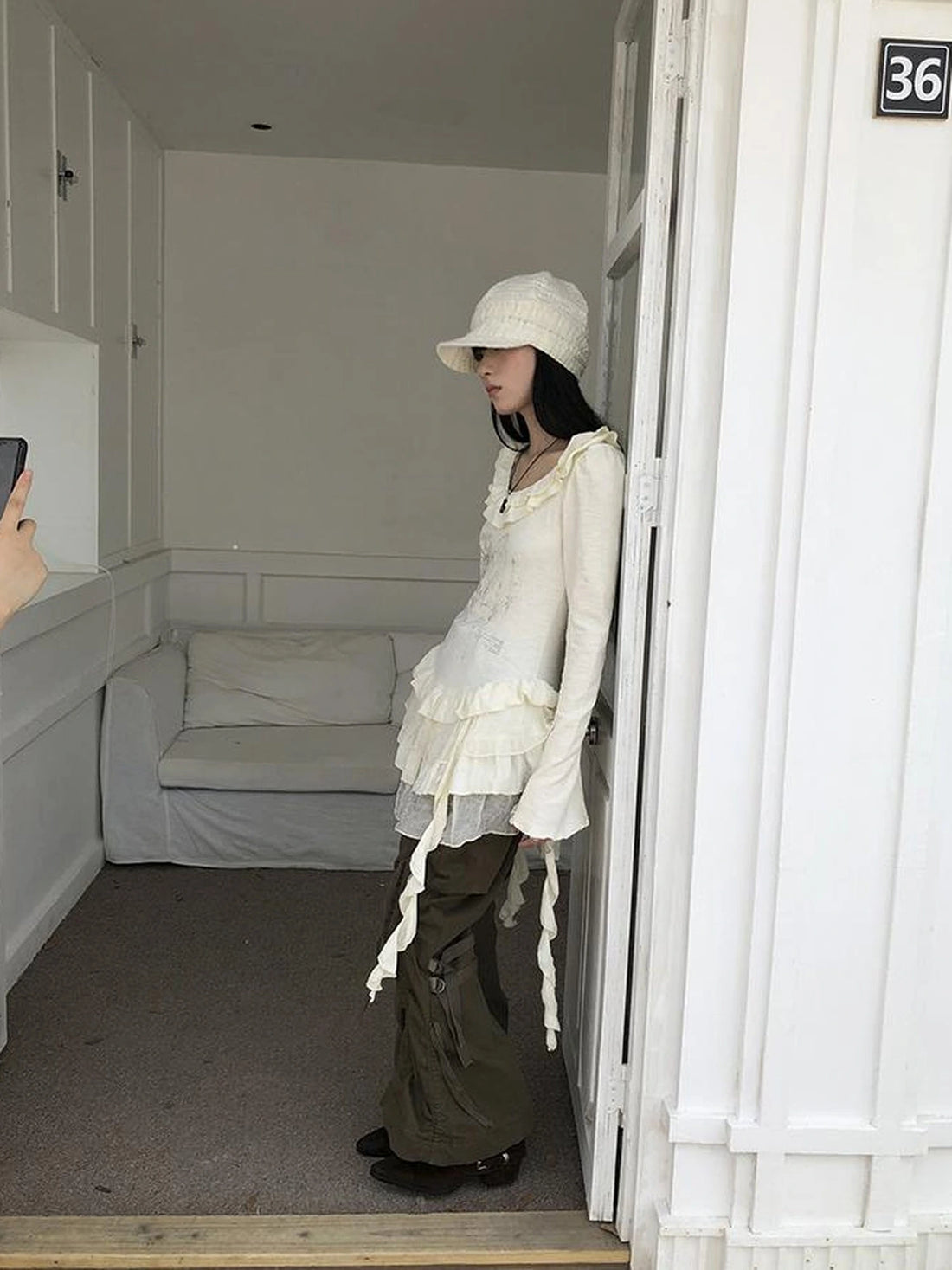 Vintage Lace Up Wide Leg Cargo Pants