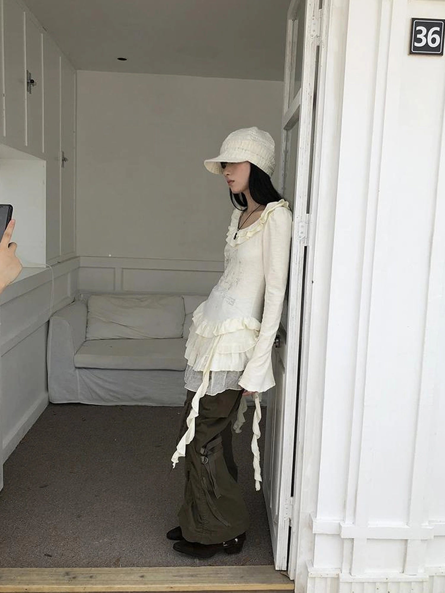 Vintage Lace Up Wide Leg Cargo Pants