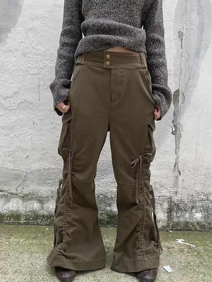 ang project Vintage Lace Up Wide Leg Cargo Pants