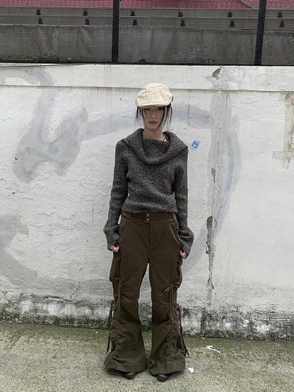 ang project Vintage Lace Up Wide Leg Cargo Pants