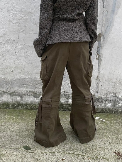 Vintage Lace Up Wide Leg Cargo Pants