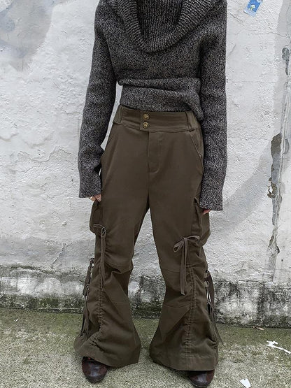 ang project Vintage Lace Up Wide Leg Cargo Pants