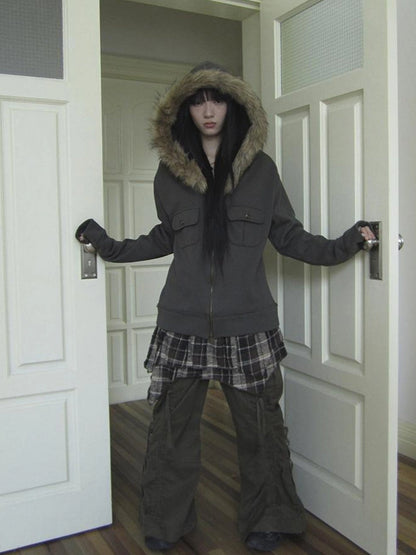 Vintage Lace Up Wide Leg Cargo Pants