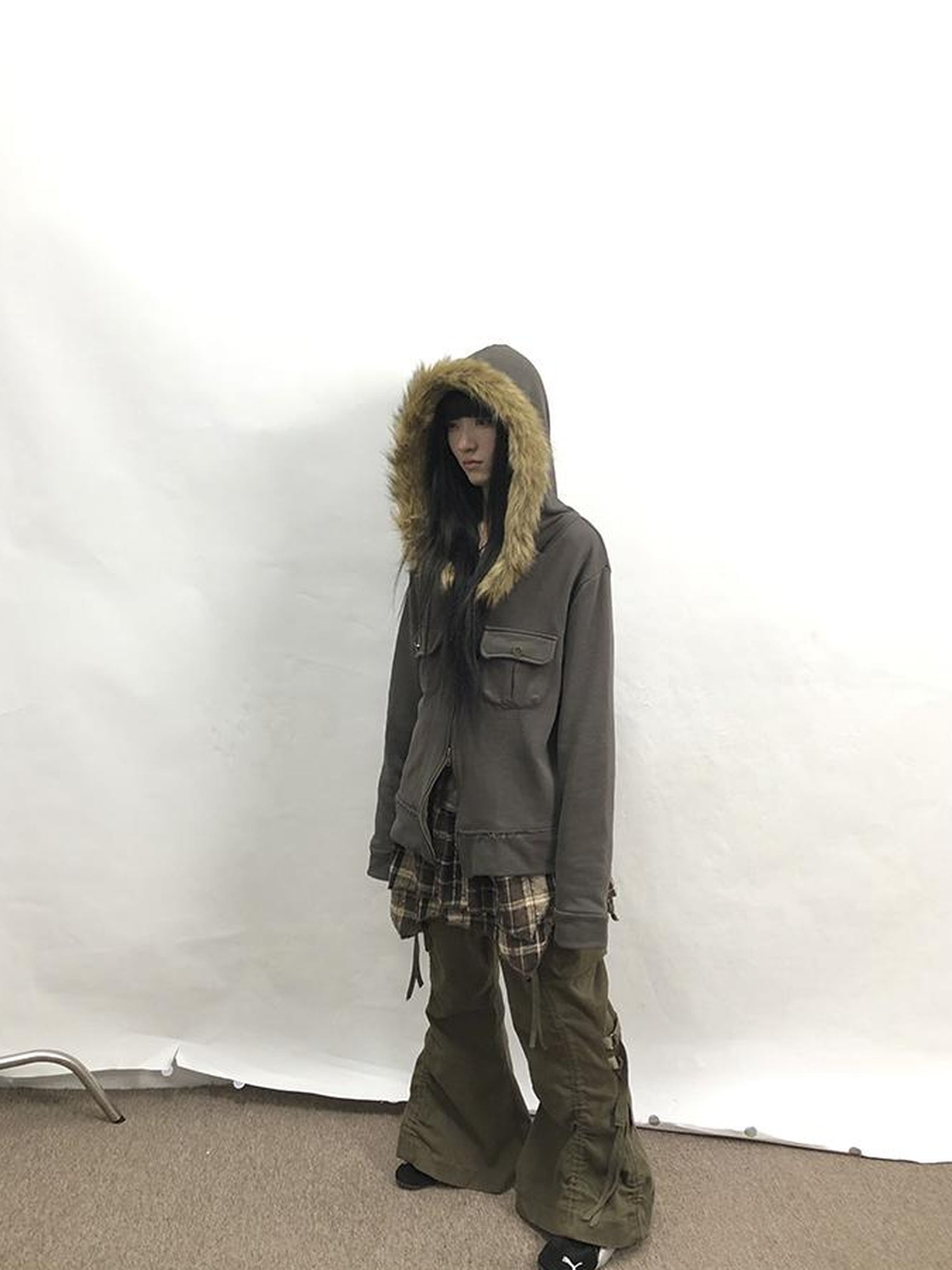 ang project Vintage Lace Up Wide Leg Cargo Pants