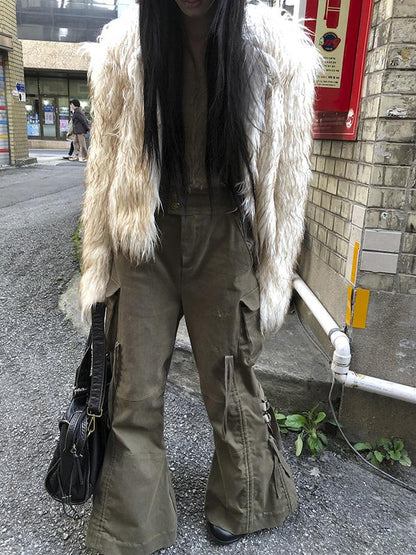 ang project Vintage Lace Up Wide Leg Cargo Pants
