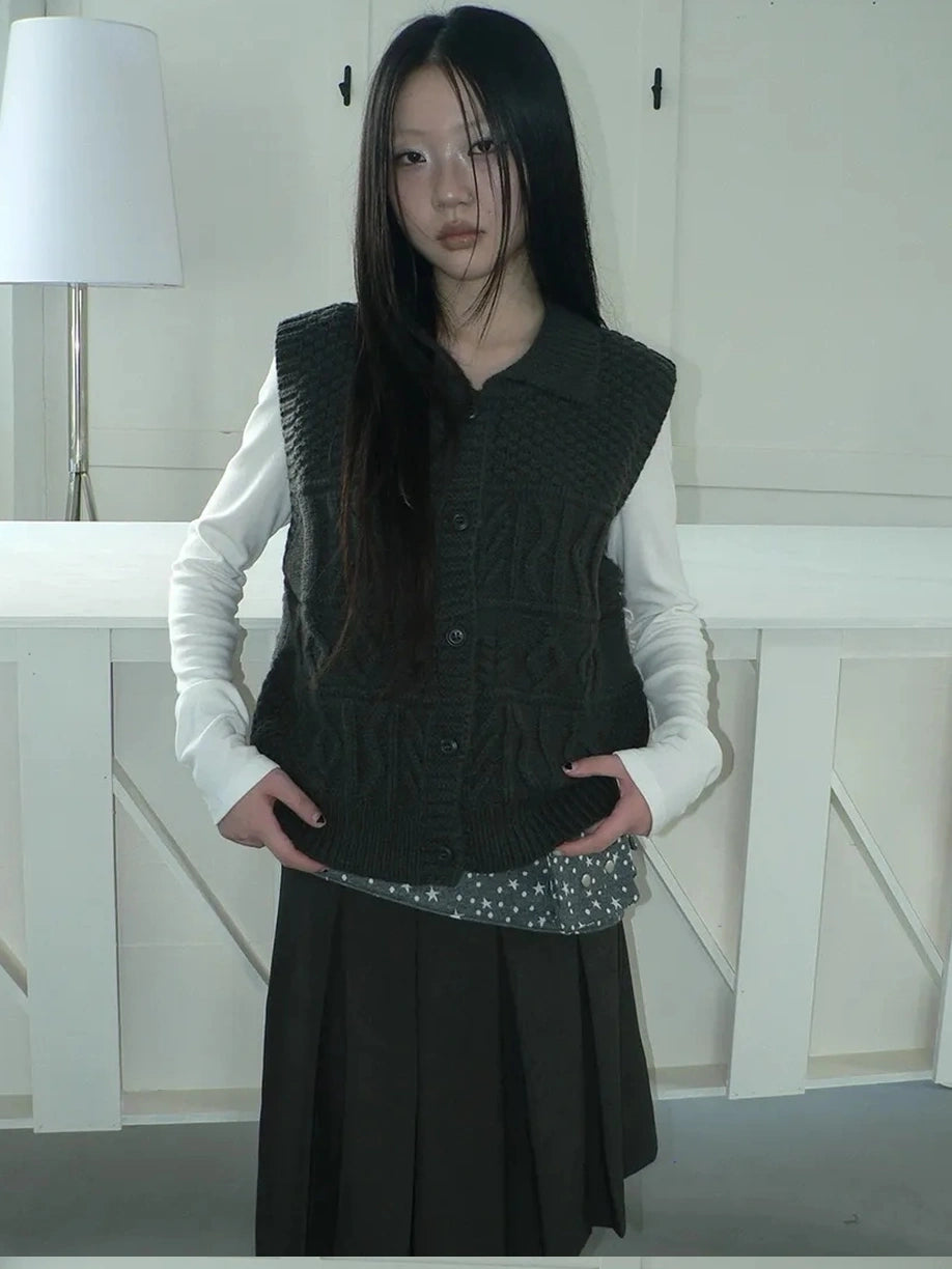 ang project Vintage Lapel Layering Cropped Vest Vest