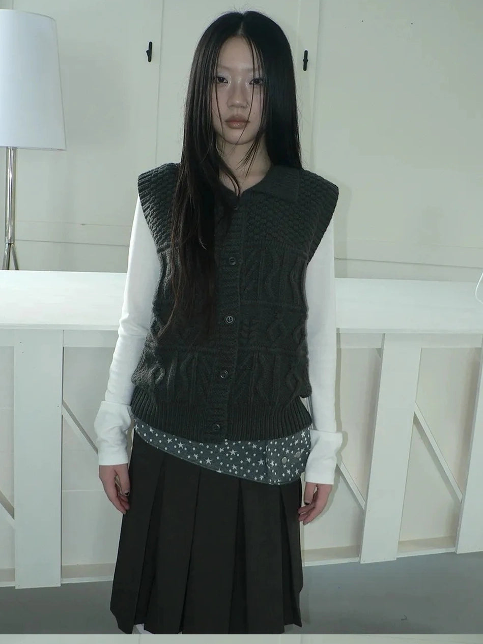 ang project Vintage Lapel Layering Cropped Vest Vest