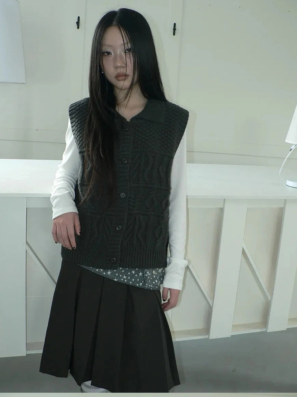 ang project Vintage Lapel Layering Cropped Vest Vest