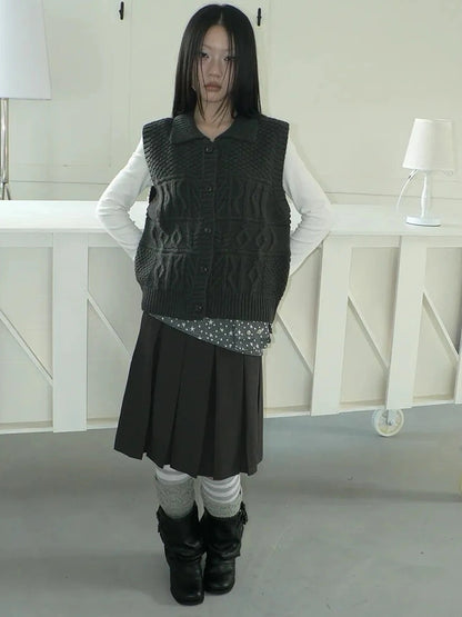 ang project Vintage Lapel Layering Cropped Vest Vest