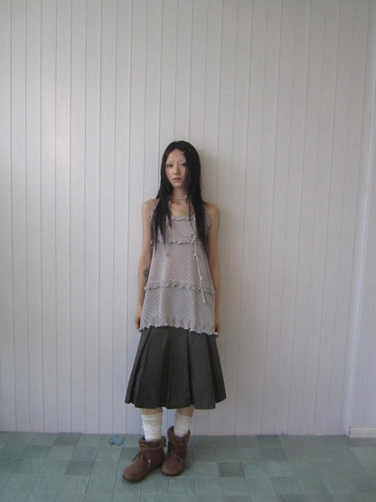 ang project Vintage Layered Cutout Lettuce Hem Women&