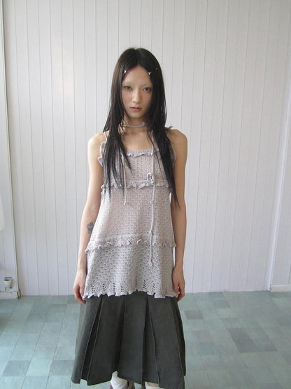 ang project Vintage Layered Cutout Lettuce Hem Women&