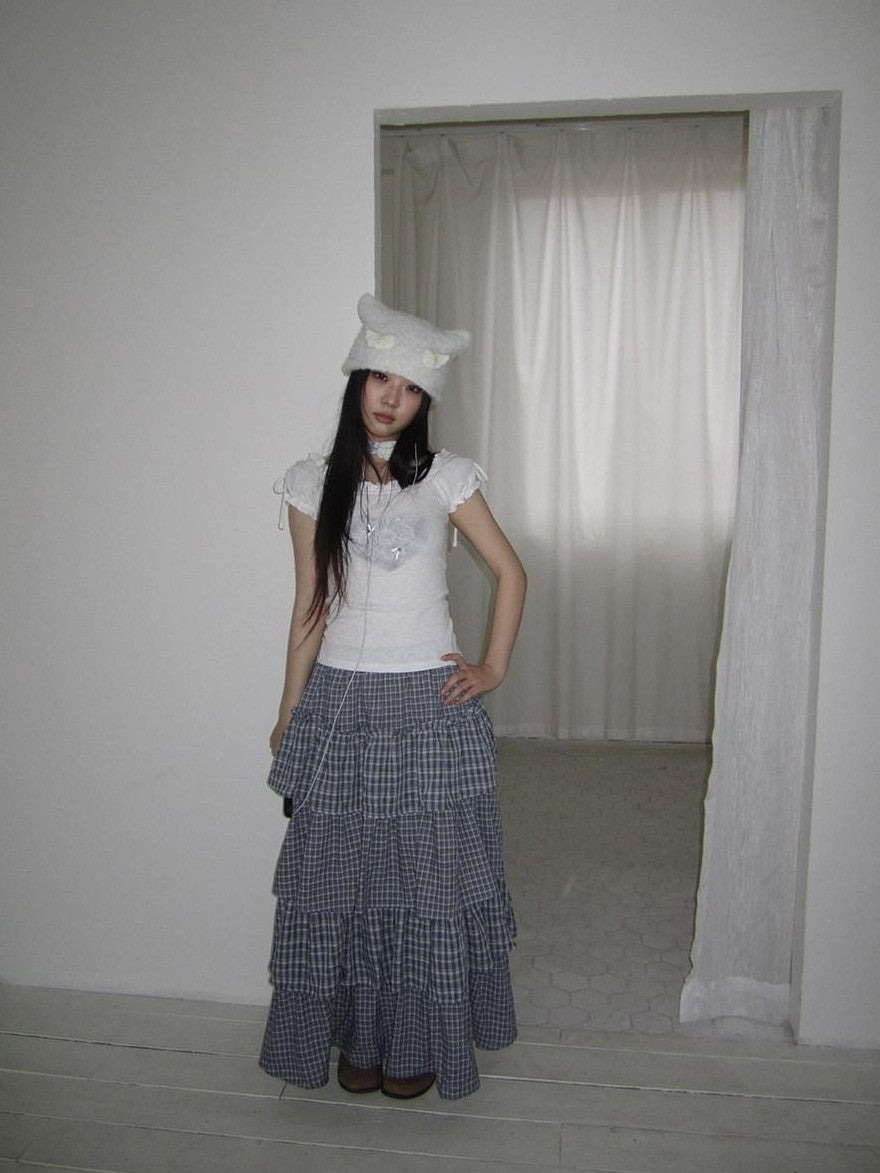 ang project Vintage Layered Plaid Patchwork Tiered Women&