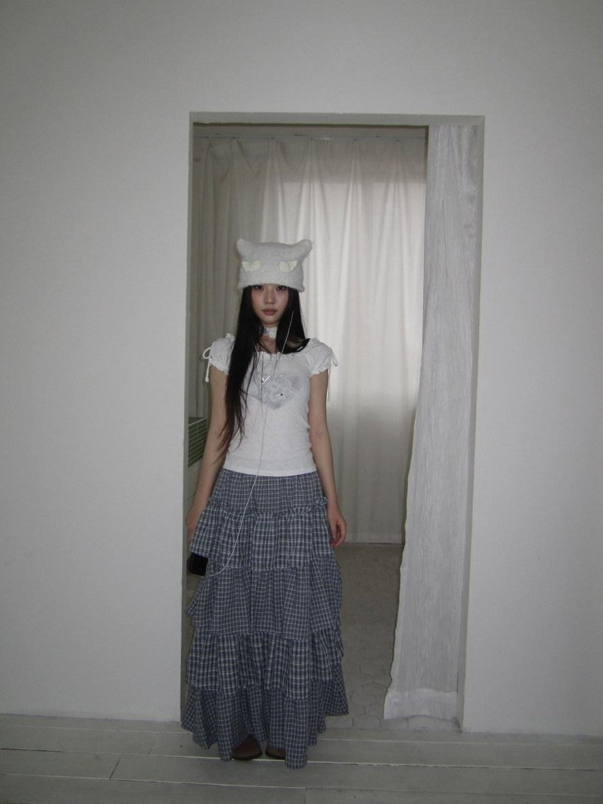 ang project Vintage Layered Plaid Patchwork Tiered Women&
