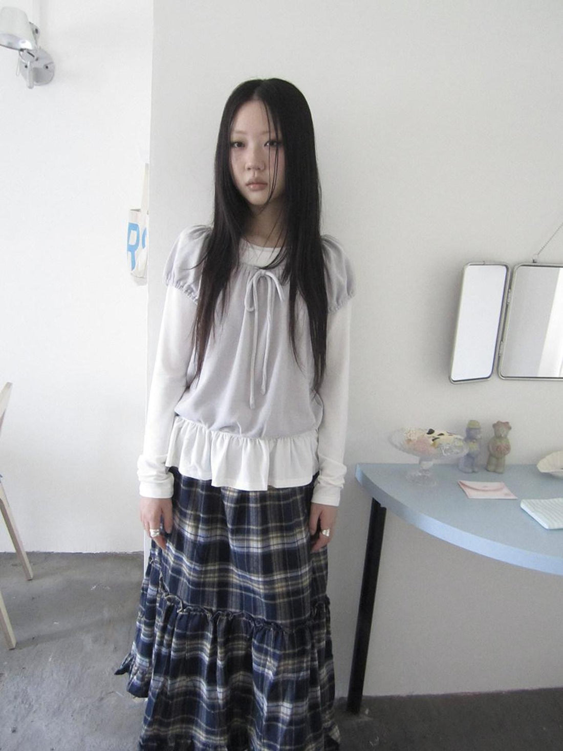 ang project Vintage Layered Tie Waist Solid Two Piece Women&