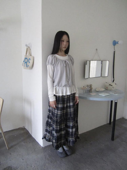 ang project Vintage Layered Tie Waist Solid Two Piece Women&