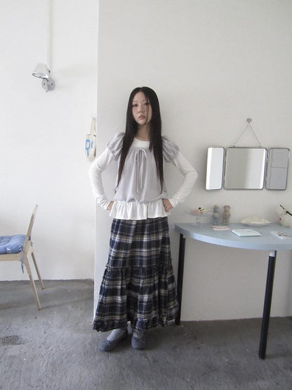 ang project Vintage Layered Tie Waist Solid Two Piece Women&