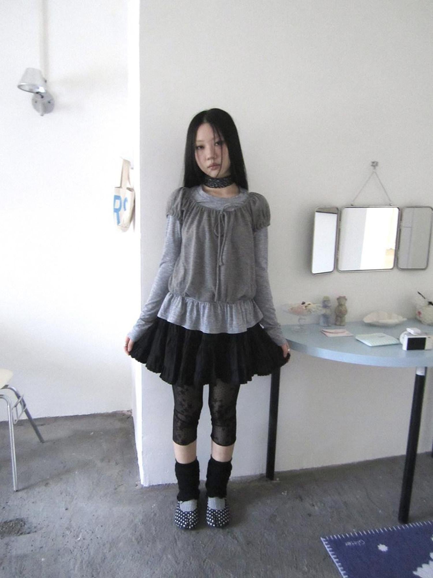 ang project Vintage Layered Tie Waist Solid Two Piece Women&