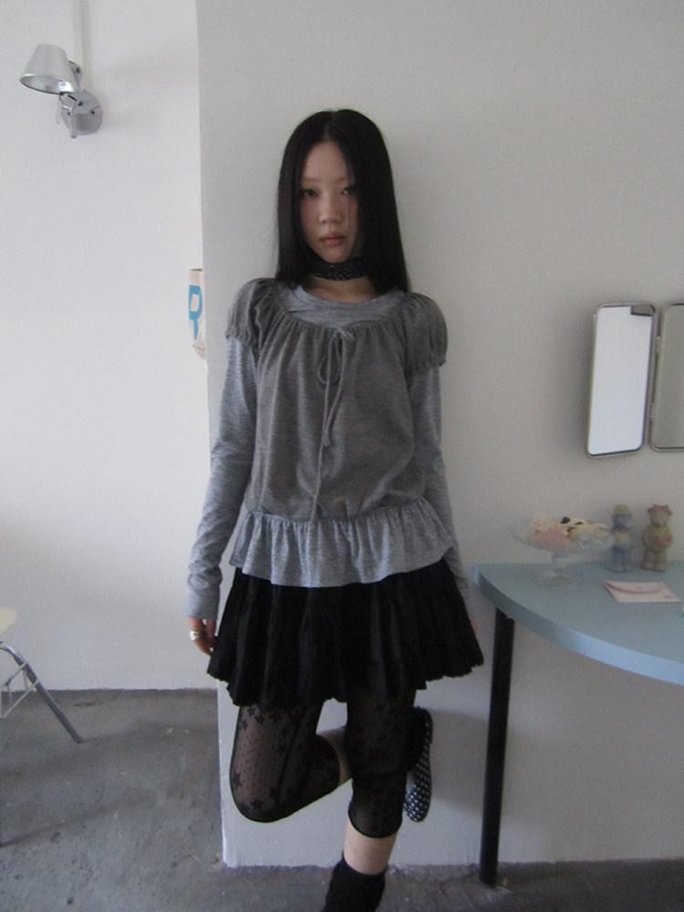 ang project Vintage Layered Tie Waist Solid Two Piece Women&