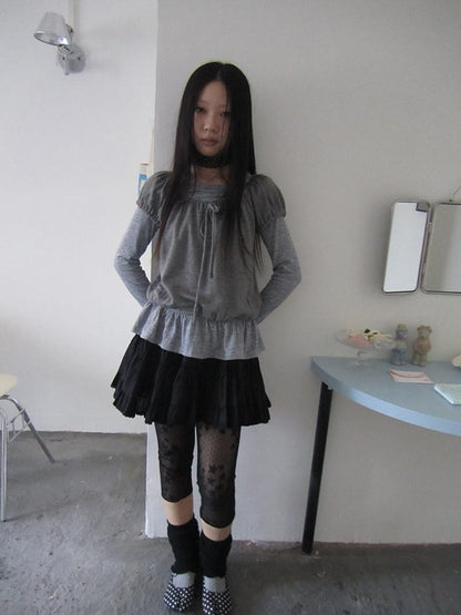 ang project Vintage Layered Tie Waist Solid Two Piece Women&