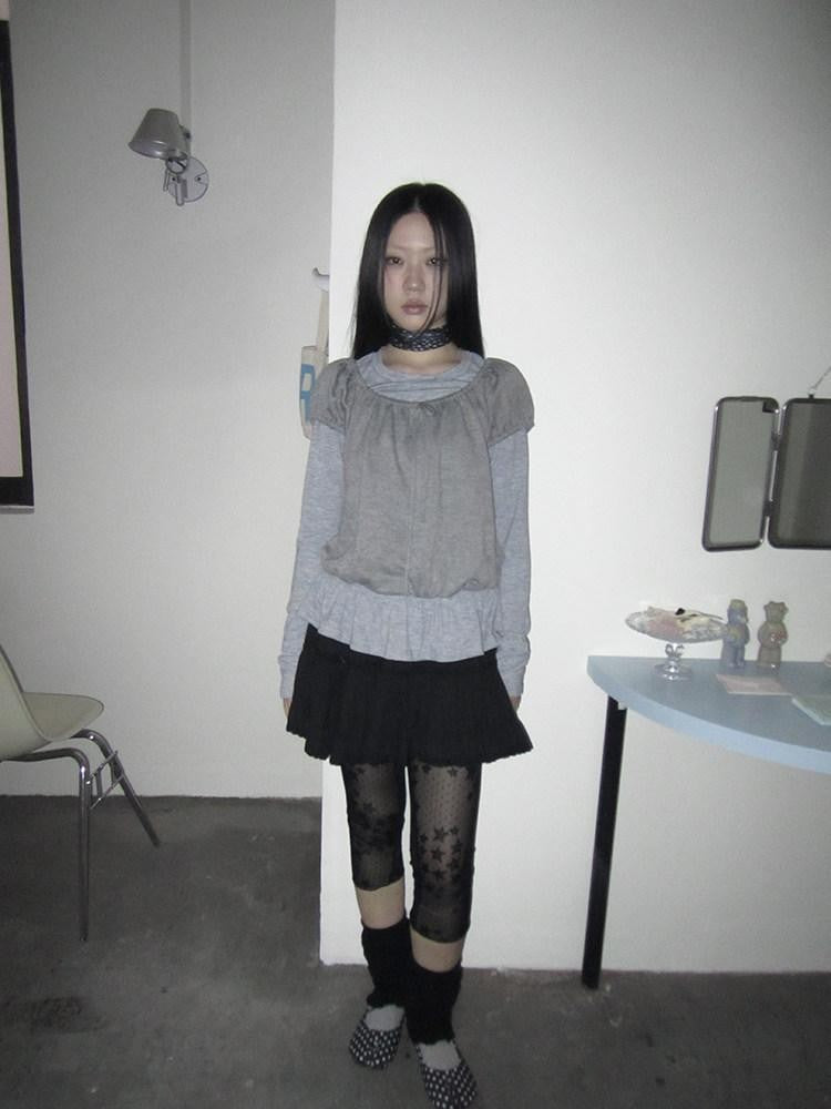 ang project Vintage Layered Tie Waist Solid Two Piece Women&
