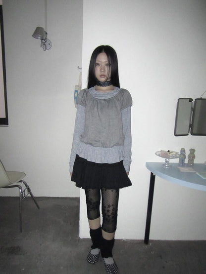 ang project Vintage Layered Tie Waist Solid Two Piece Women&