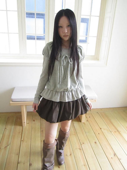 ang project Vintage Layered Tie Waist Solid Two Piece Women&