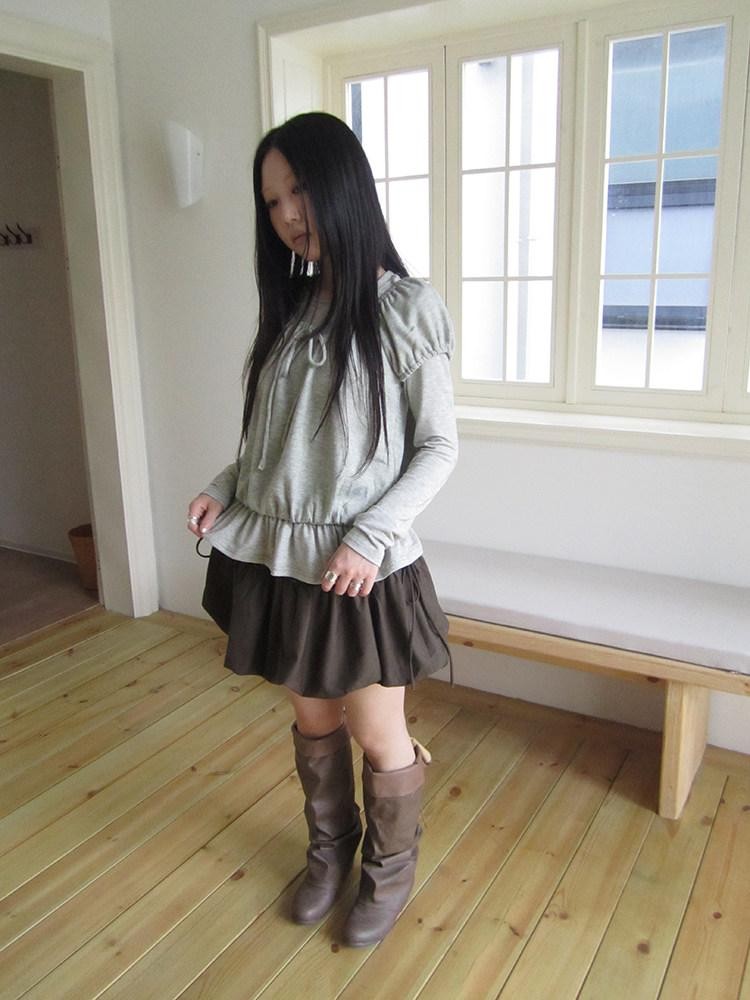 ang project Vintage Layered Tie Waist Solid Two Piece Women&