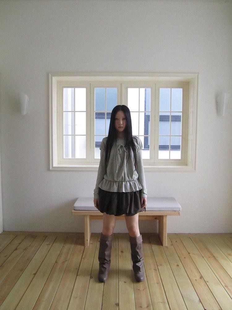 ang project Vintage Layered Tie Waist Solid Two Piece Women&