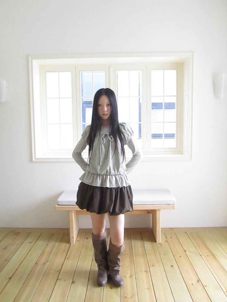 ang project Vintage Layered Tie Waist Solid Two Piece Women&