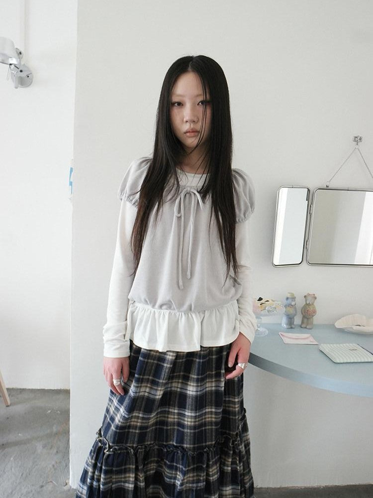 ang project Vintage Layered Tie Waist Solid Two Piece Women&