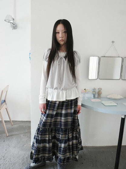 ang project Vintage Layered Tie Waist Solid Two Piece Women&