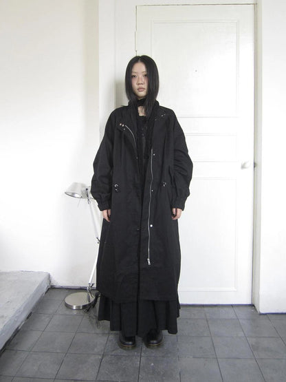 ang project Vintage Loose Fit Drawstring Waist Trench Coat Coat