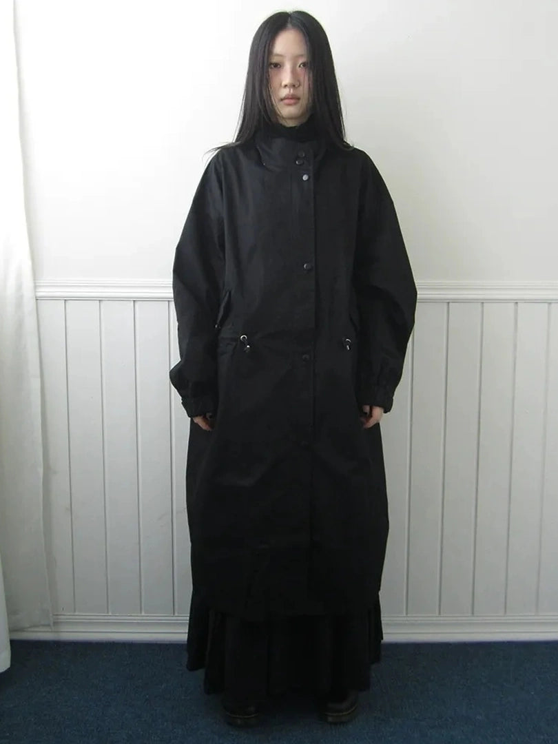 ang project Vintage Loose Fit Drawstring Waist Trench Coat Coat