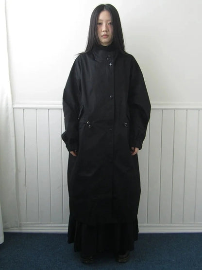 ang project Vintage Loose Fit Drawstring Waist Trench Coat Coat