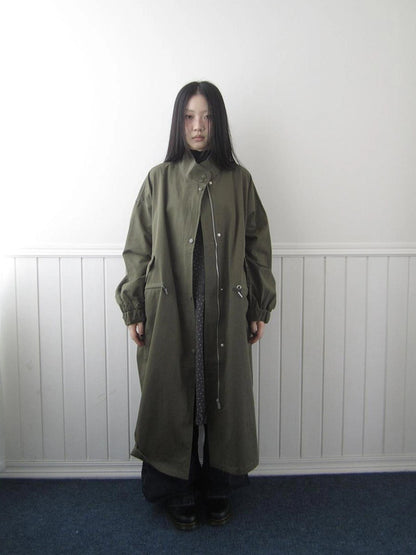 ang project Vintage Loose Fit Drawstring Waist Trench Coat Coat