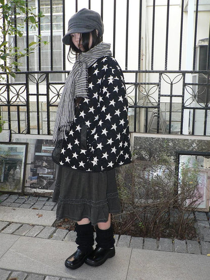ang project Vintage Loose Fit Star Print Cotton Jacket Padded Jacket