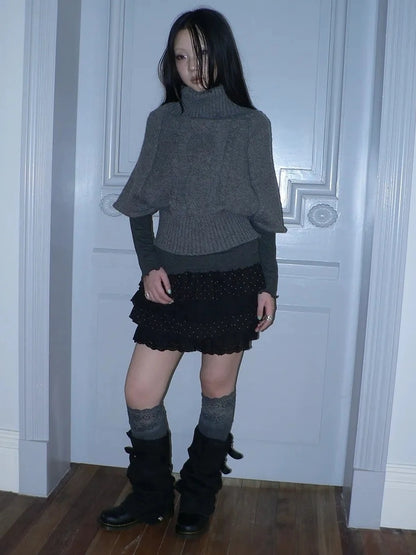 ang project Vintage Loose Knit Turtleneck Sweater Sweater